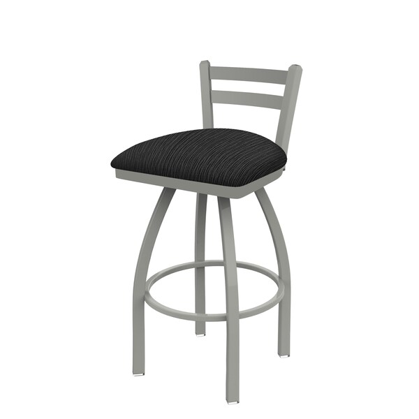 25" Low Back Swivel Counter Stool, Nickel Finish, Graph Coal Seat